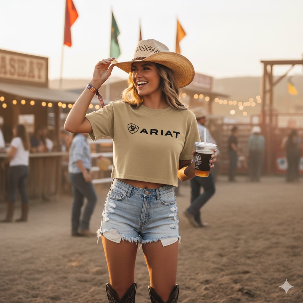 BLUSA CROPPED RODEO MONTARIA ARIAT ESTILO COUNTRY COWGIRL