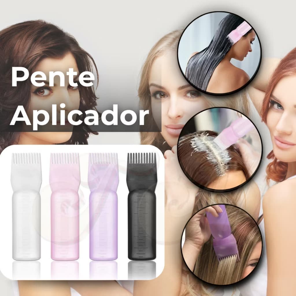 Pente Frasco Aplicador de Tinta, Óleo e Shampoo – Umectação, Hidratação, Pintura