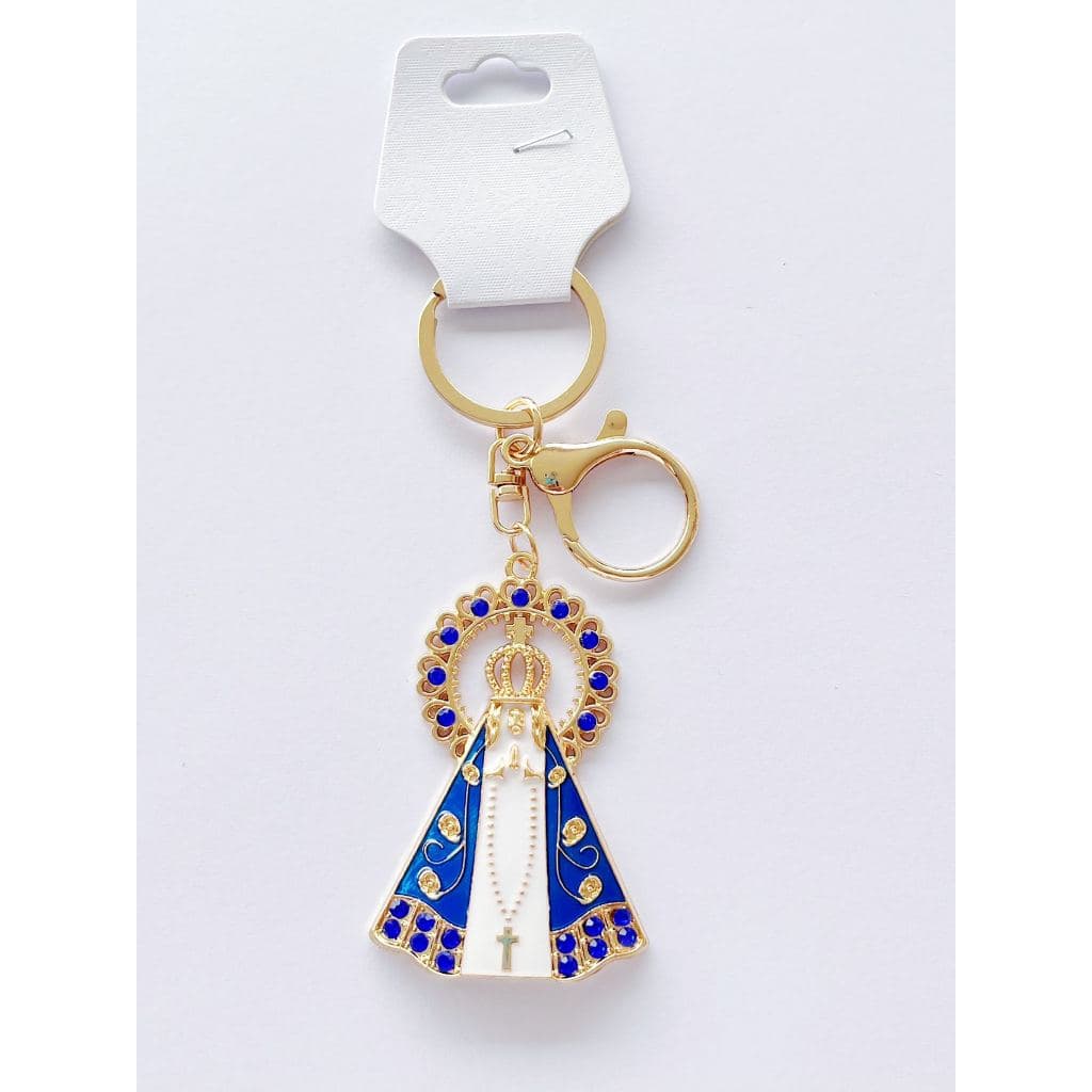 Kit 1/2/3/6/12 Unidades Chaveiro Nossa Senhora Aparecida de metal delicado com strass