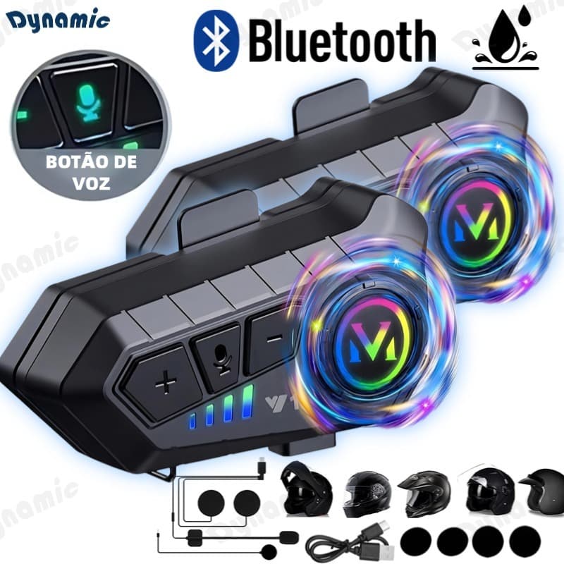 Y10 Fone Para Capacete De Moto Com Luz Ambiente Bluetooth 5.3 Para Capacete Ipx6 À Prova D'água
