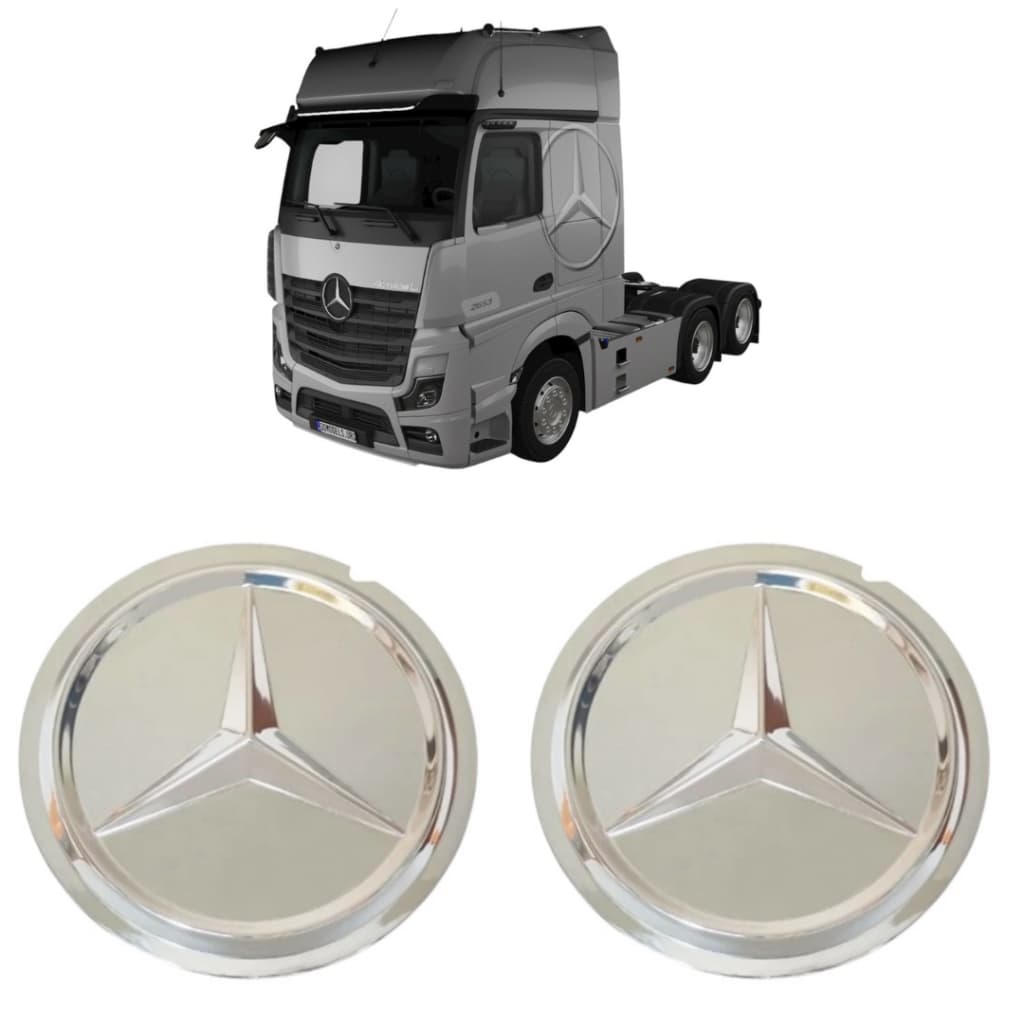 Duas Sobre Tampas Aplique Cubo Dianteiro Cromado Caminhão MB Mercedes Actros 2025