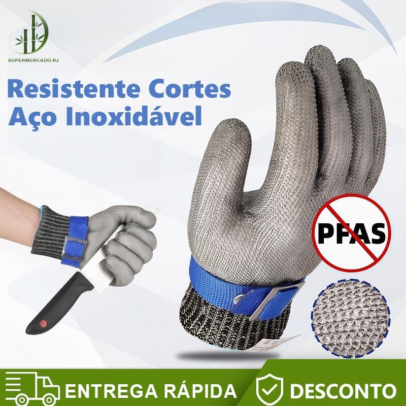 Luva De Açougueiro Profissional Fios De Aço Anti Corte Alta Proteção
