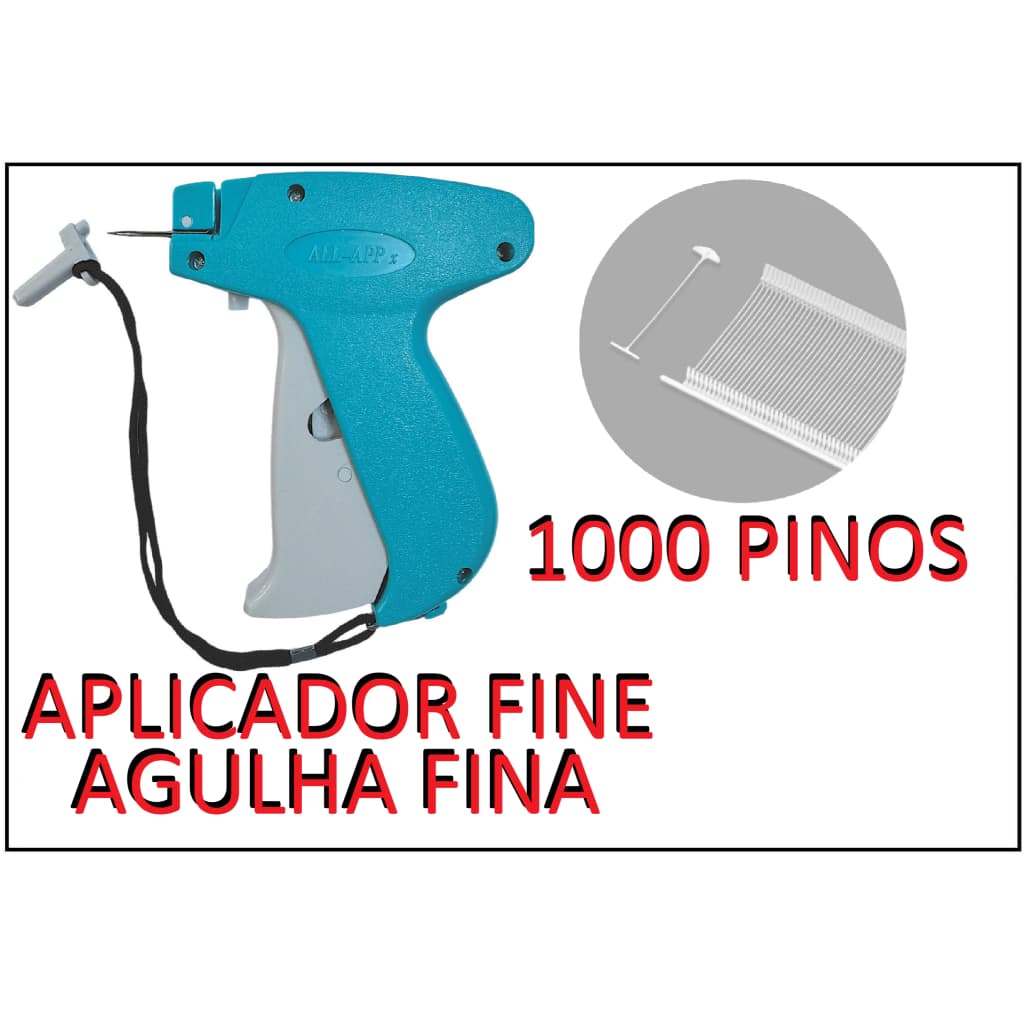 Kit Aplicador Fine de Etiquetas / Tag + 1000 Pinos Plásticos p Roupas e Tecidos