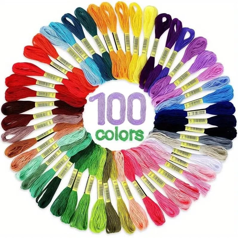 100pcs Linha De Costura De Algodão/Ponto Cruz Bordado Poliéster