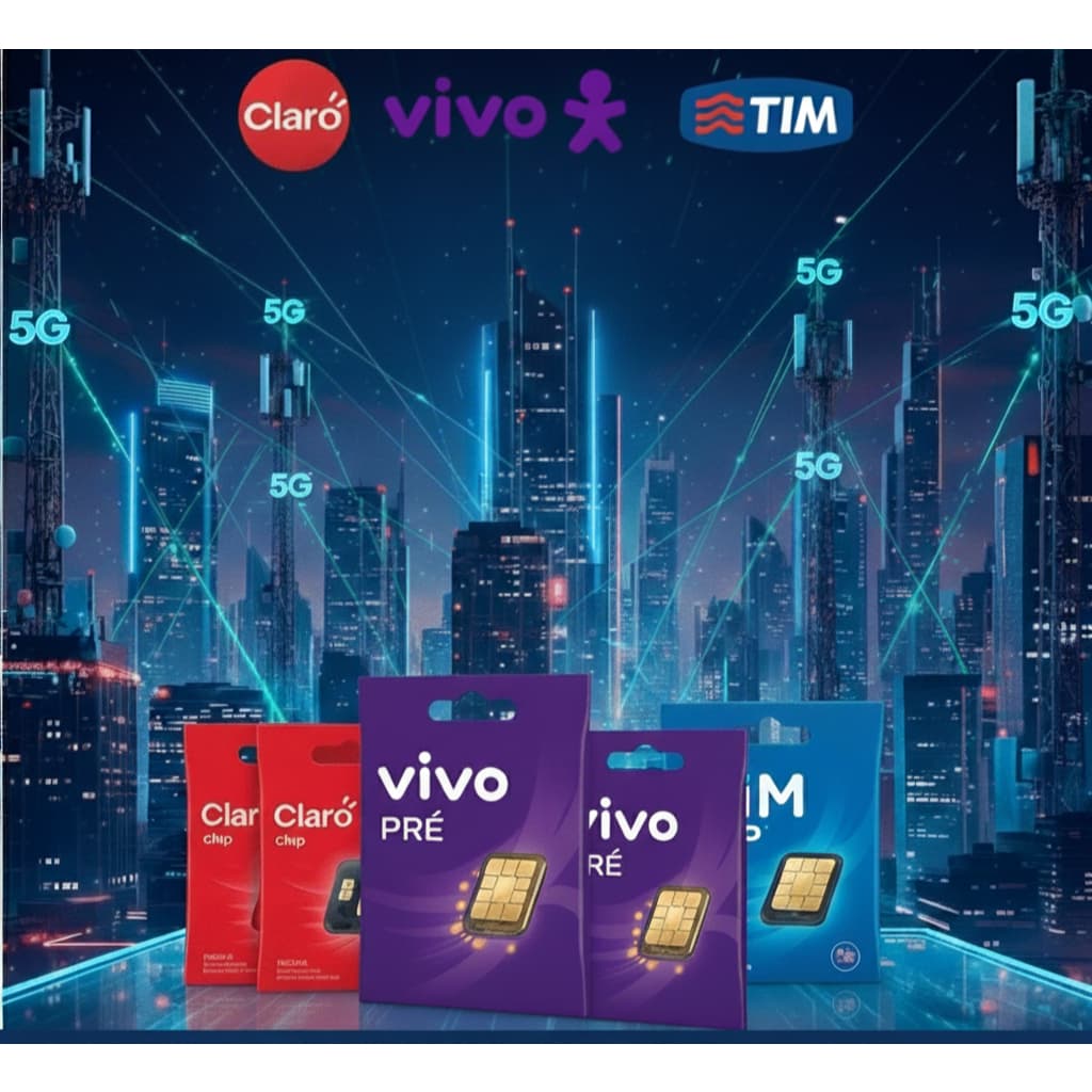 Chip Original - Vivo/Tim/Claro 4G/5G   - Ativação Imediata - Envio Rápido -Pré Pago Chip Lacrado