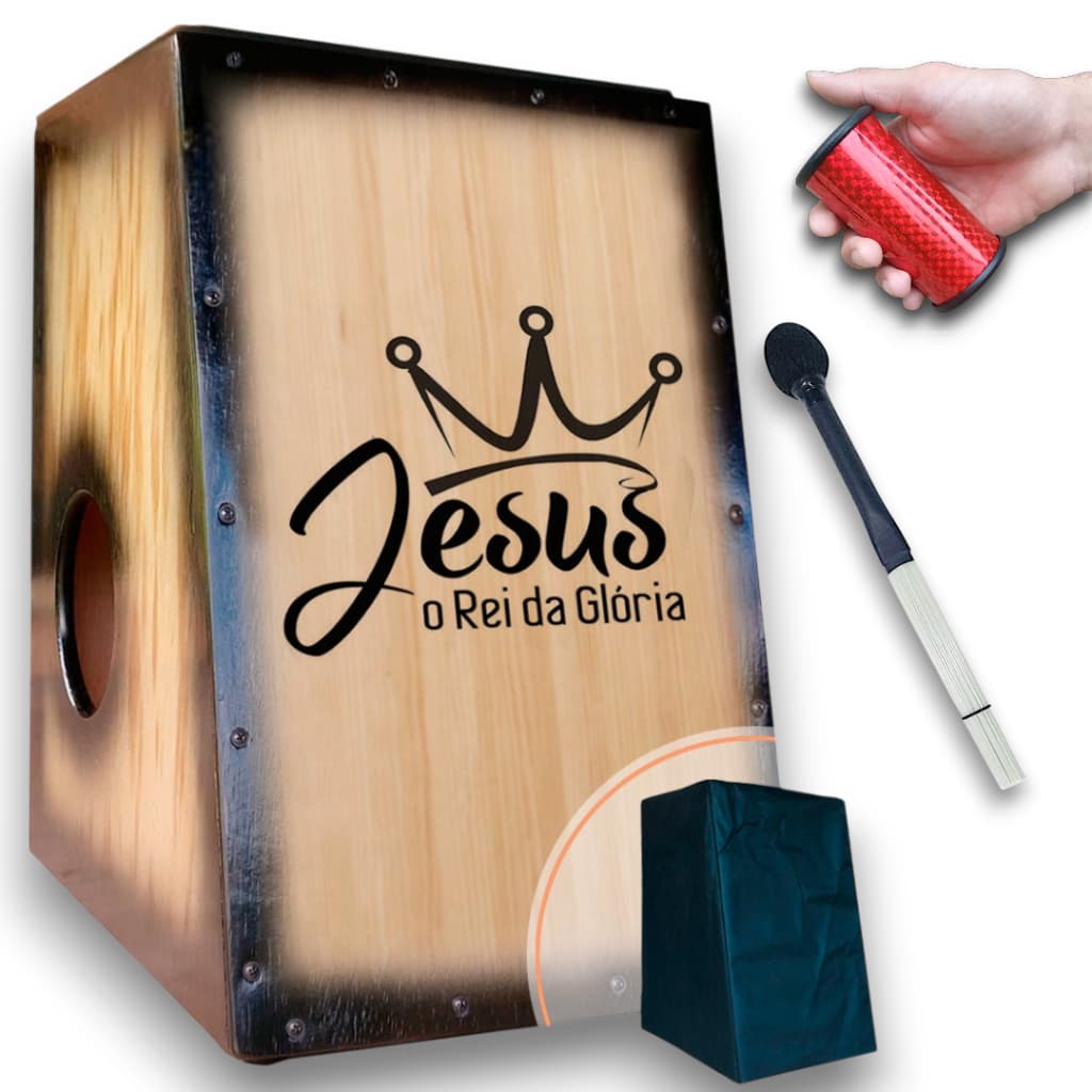 Cajón/carron Elétrico Jesus Rei da Gloria + Sleep + Vassourinha.