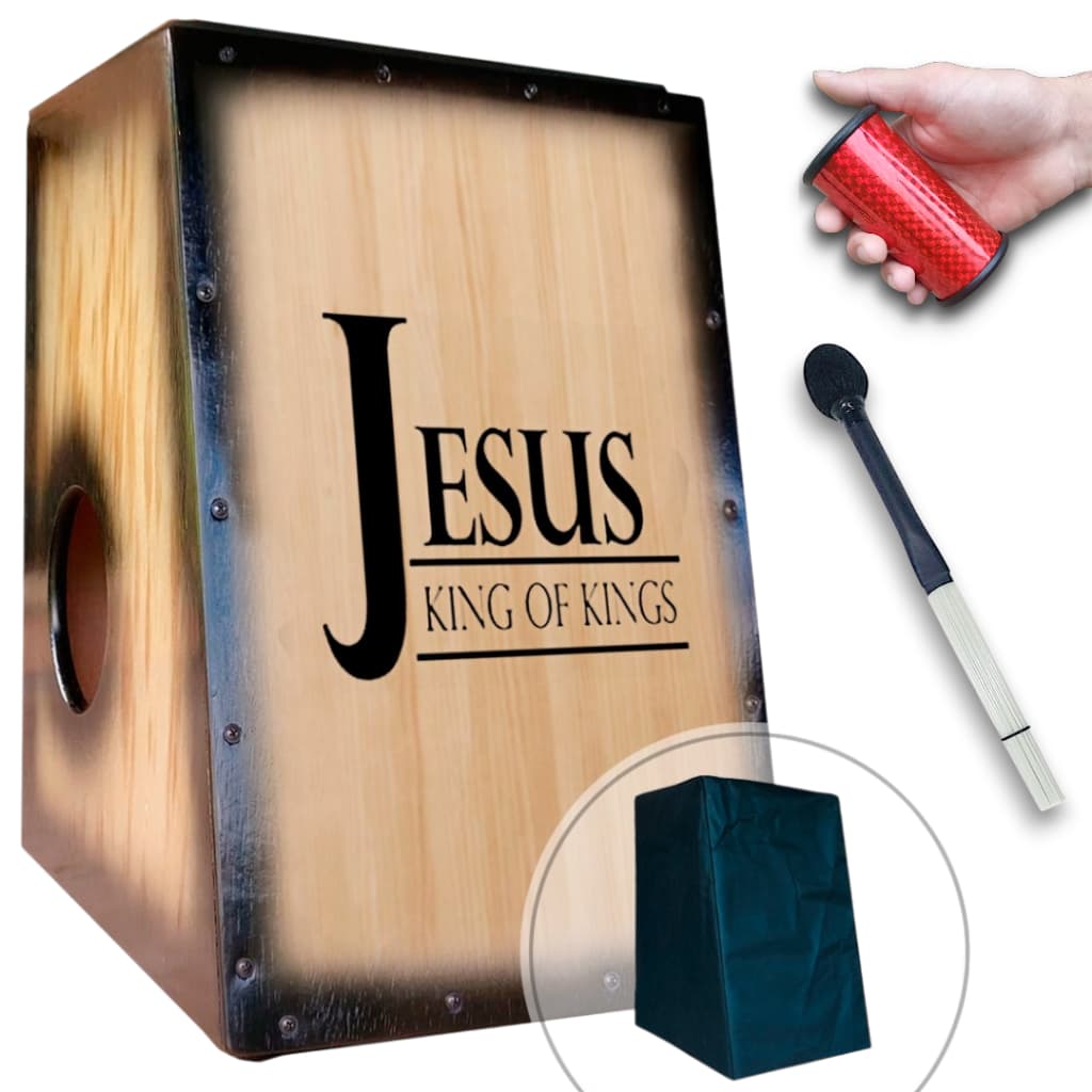 Cajón/carron Elétrico Nome Jesus King Of Kings + Sleep + Vassourinha
