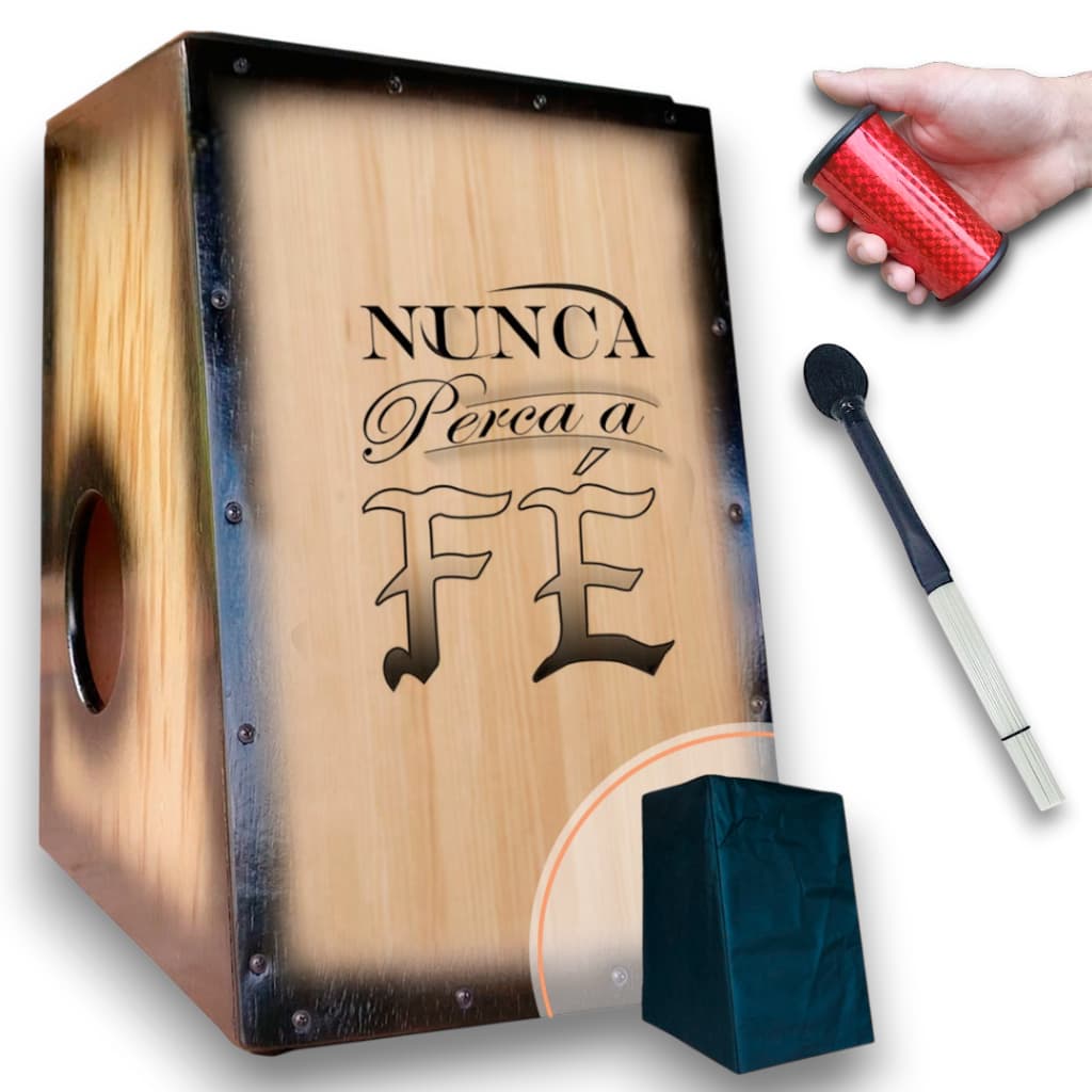 Cajón/carron Acústico Nunca Perca A Fé + Sleep + Vassourinha.