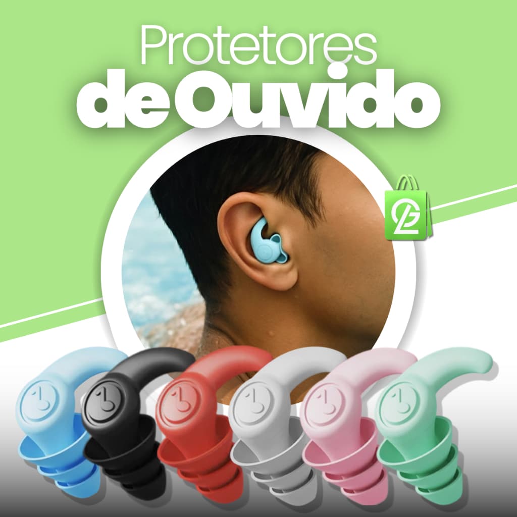 Tampão de Ouvido Protetor Auricular Silicone Reutilizável Redução de Ruído Sono Concentração Esporte