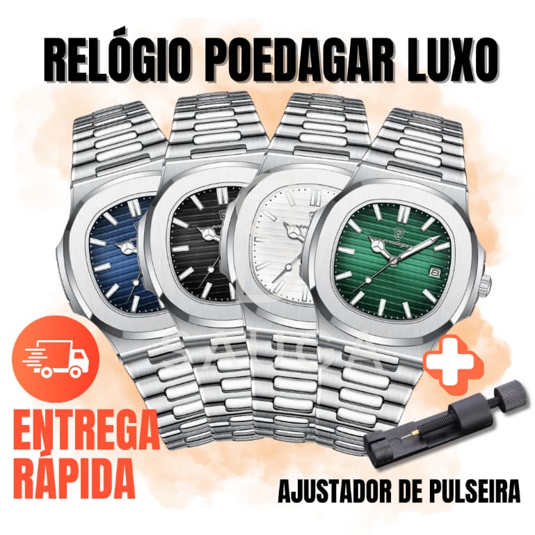 Relógio Masculino Poedagar Luxo Vidro Safira Aço Inoxidável