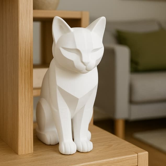 Estátua de Gato Decorativa – Decoração Elegante Moderno em 3D para Sala, Escritório e Quarto