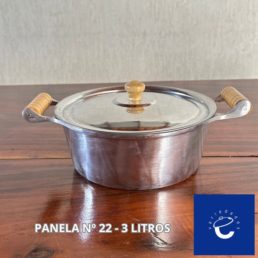 Caçarola Nº22 - 3 litros - panela tamanho médio grossa de alumínio batido fundido