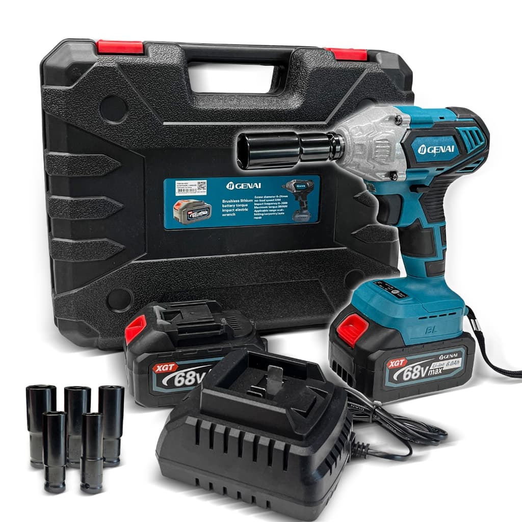 68V Chave elétrica sem fio com 2 baterias Chave elétrica de impacto Chave elétrica de torque sem escova