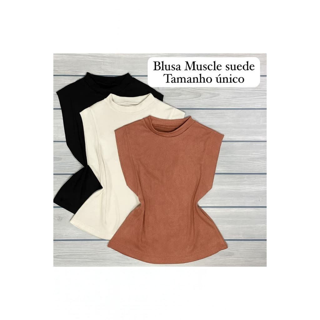 Kit 3 Blusas Femininas Muscle Tee Ombreira suede Regata Básica