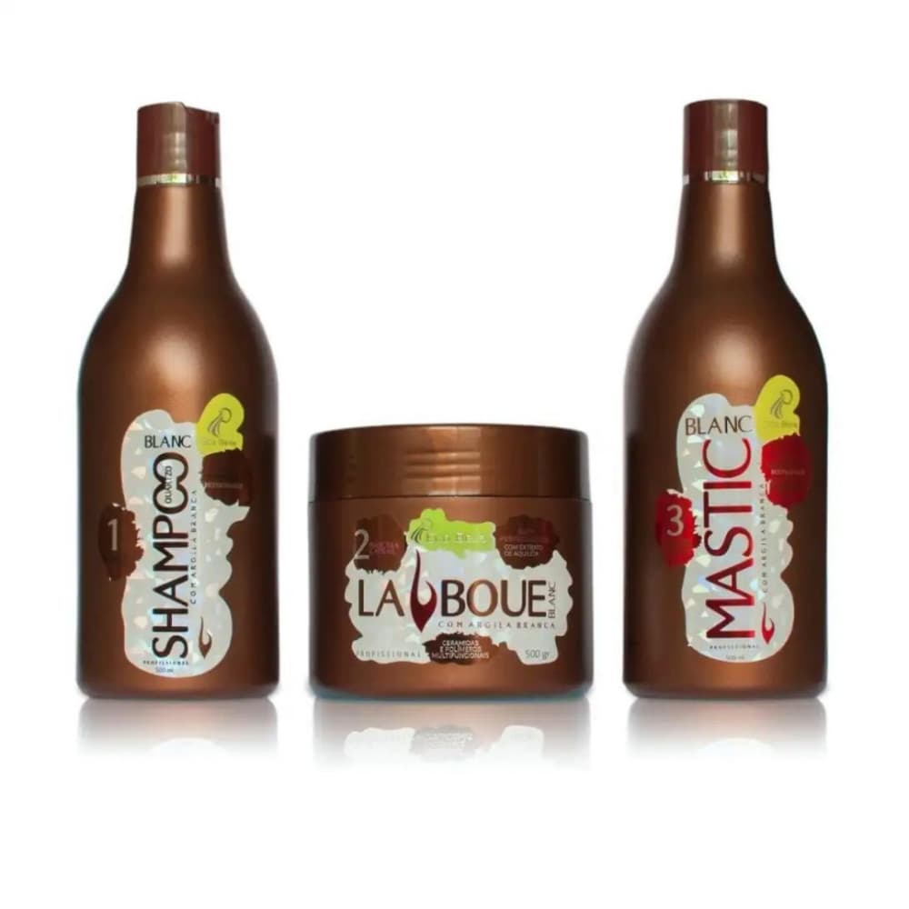 Kit Tratamento Capilar Shampoo + Condicionador + Máscara La Boue Blanc Com Argila Branca e Avelã