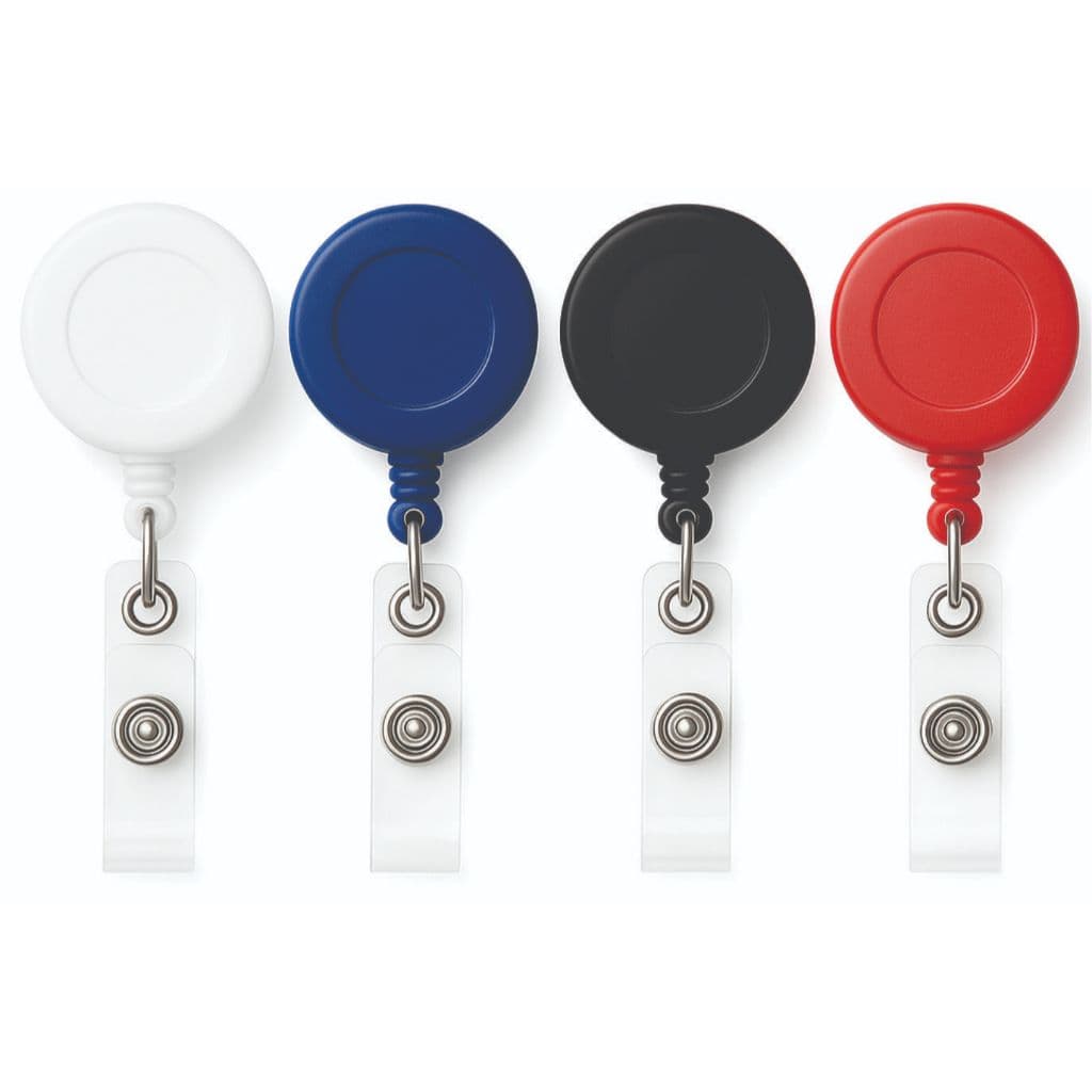 55 Unidades Porta Crachá Retrátil Roller Clip com Presilha Cinto Identificação Profissional BRANCO