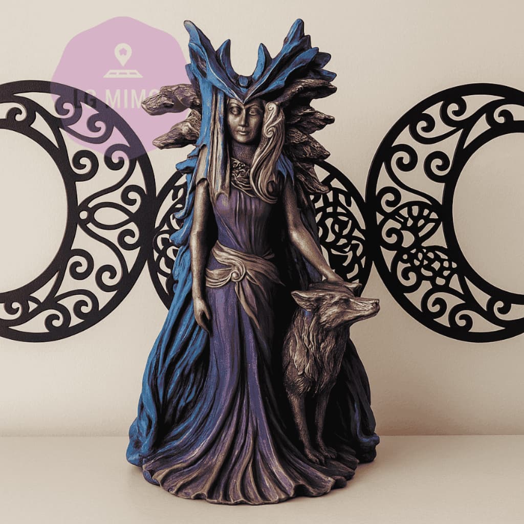 Kit Deusa Hécate + Mandala Tripla Lua MDF – Decoração Mística Esotérica