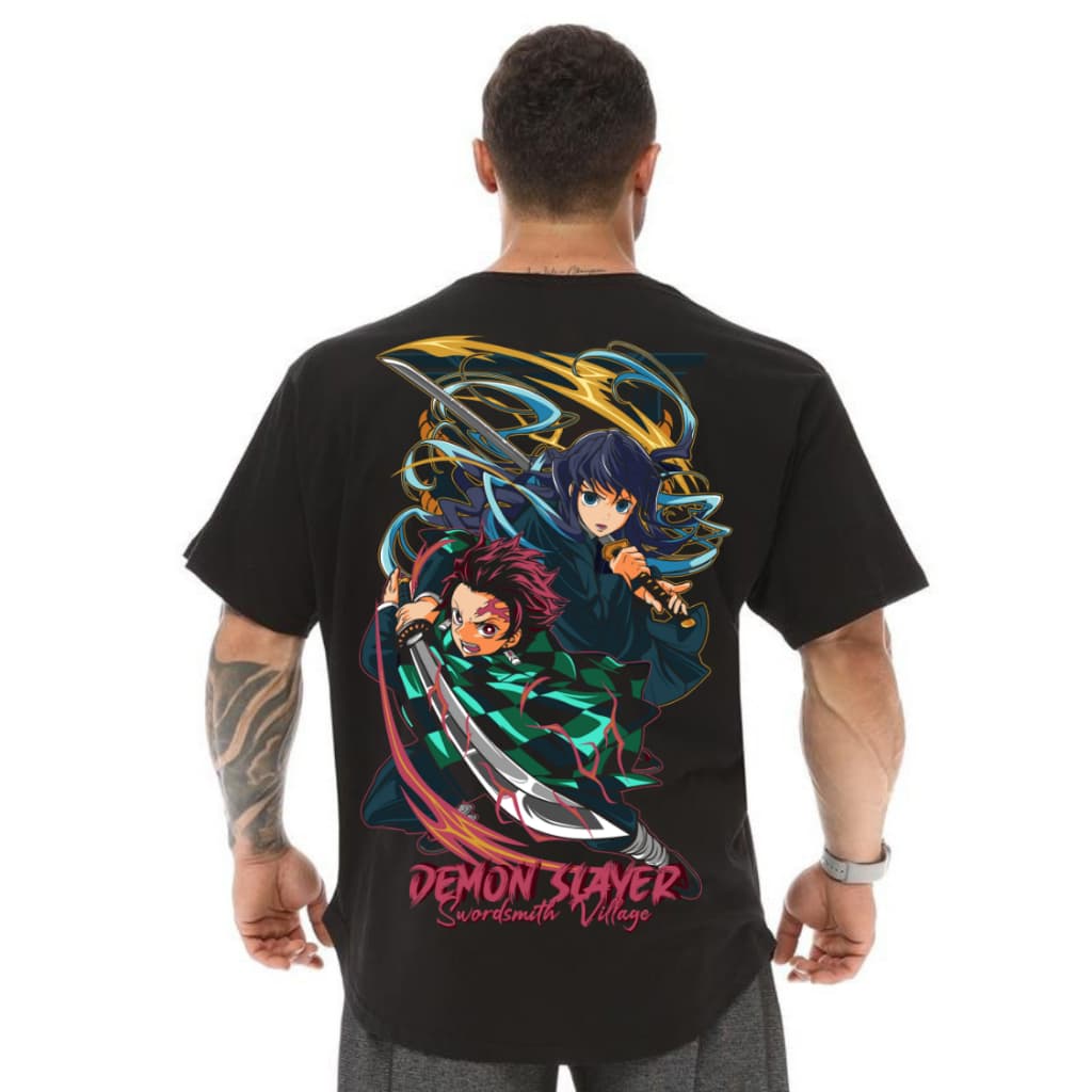 Camiseta Oversized Unissex Demon Slayer Swordsmith Village Tanjiro Muichiro Otaku Geek Promoção