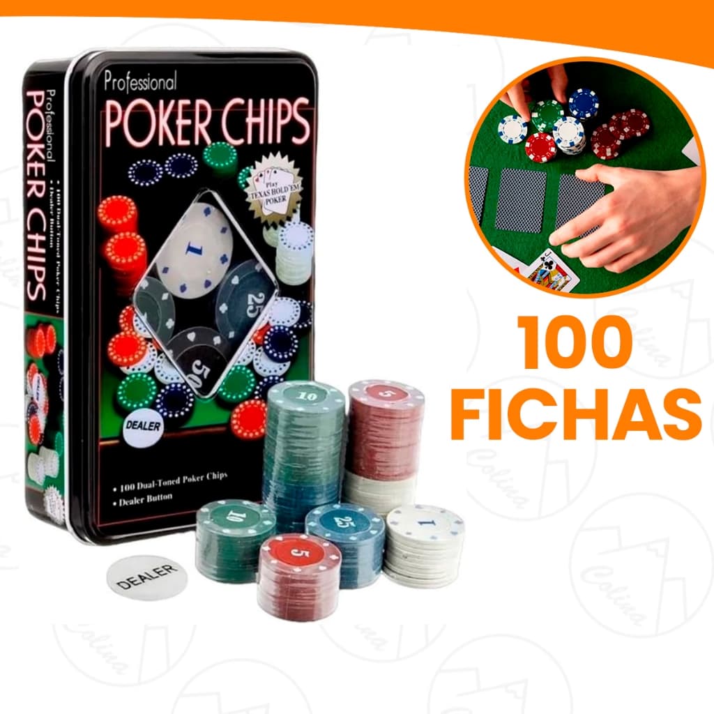 Kit Poker Profissional Em Lata 100 Fichas Royal Oferta Pronta Entrega
