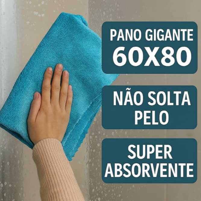 Kit 3 Panos de Microfibra Grande 60x80 Vabene Limpeza Lustra Móveis Reutilizável e Lavável