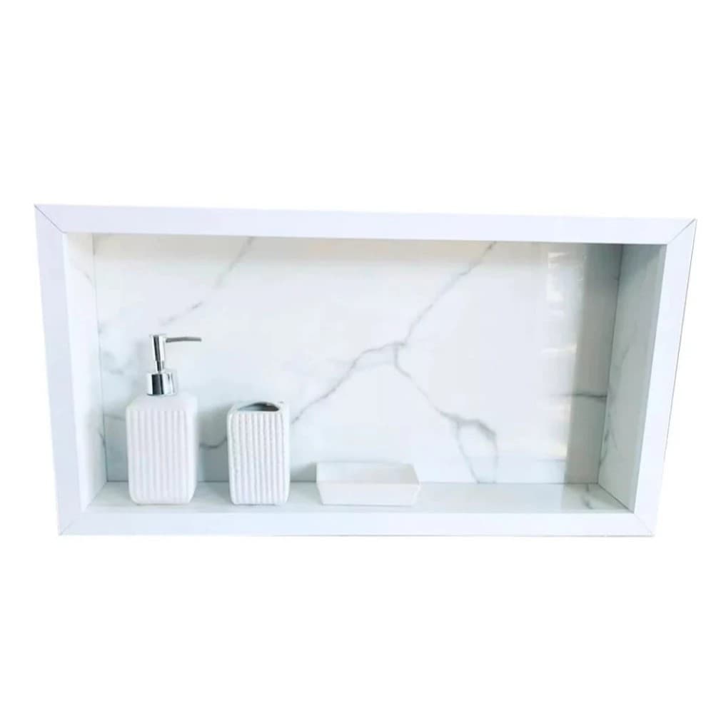 ENVIO FULL - NICHO EM PORCELANATO DE EMBUTIR BRANCO 60x30 PORTA SHAMPOO
