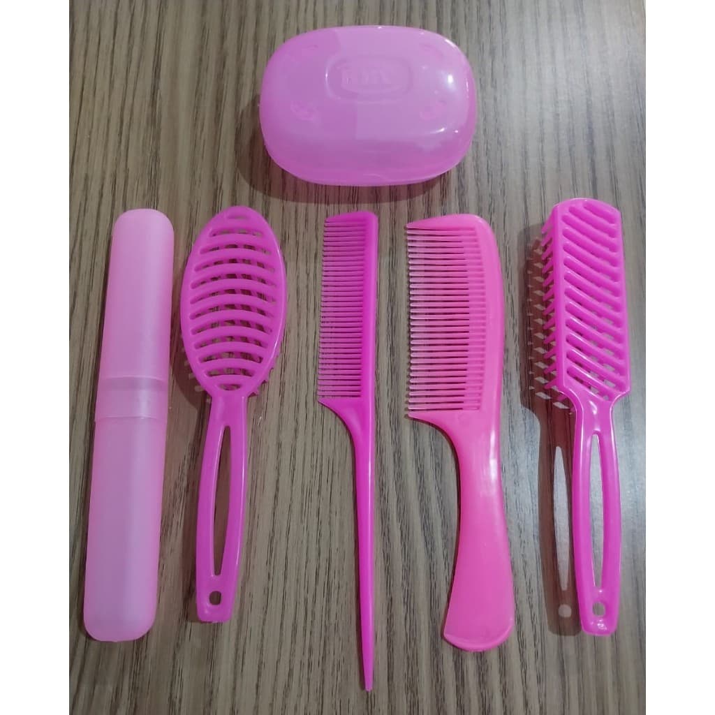 Kit Brindes Outubro Rosa Kit de Higiene e Beleza Pentes Escovas Porta Escova de Dente e Saboneteira
