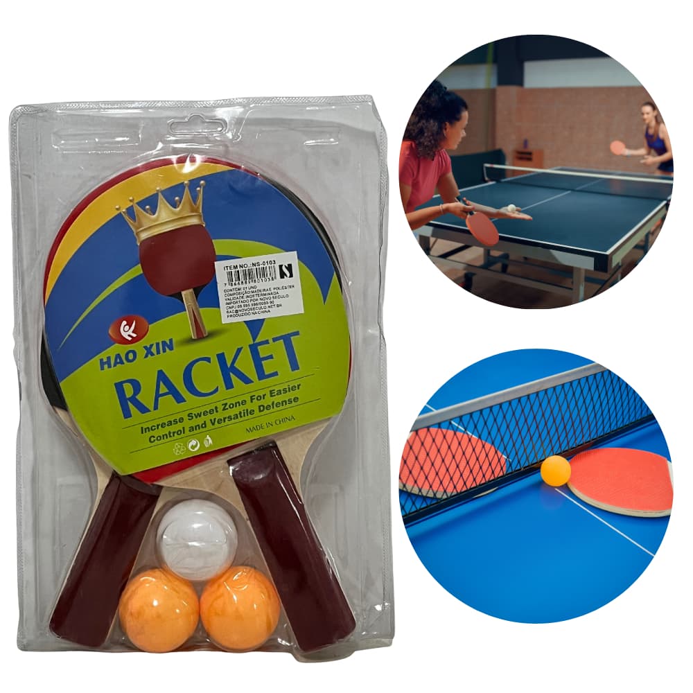 20 Kits Raquete de Ping Pong com 3 Bolinhas sem rede  – Kit Completo para Diversão1