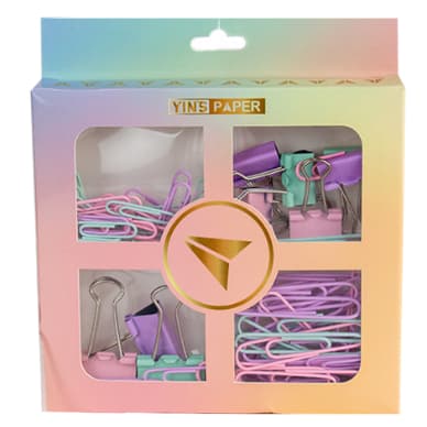 Kit Escritório Clips e Binders - Candy Colors