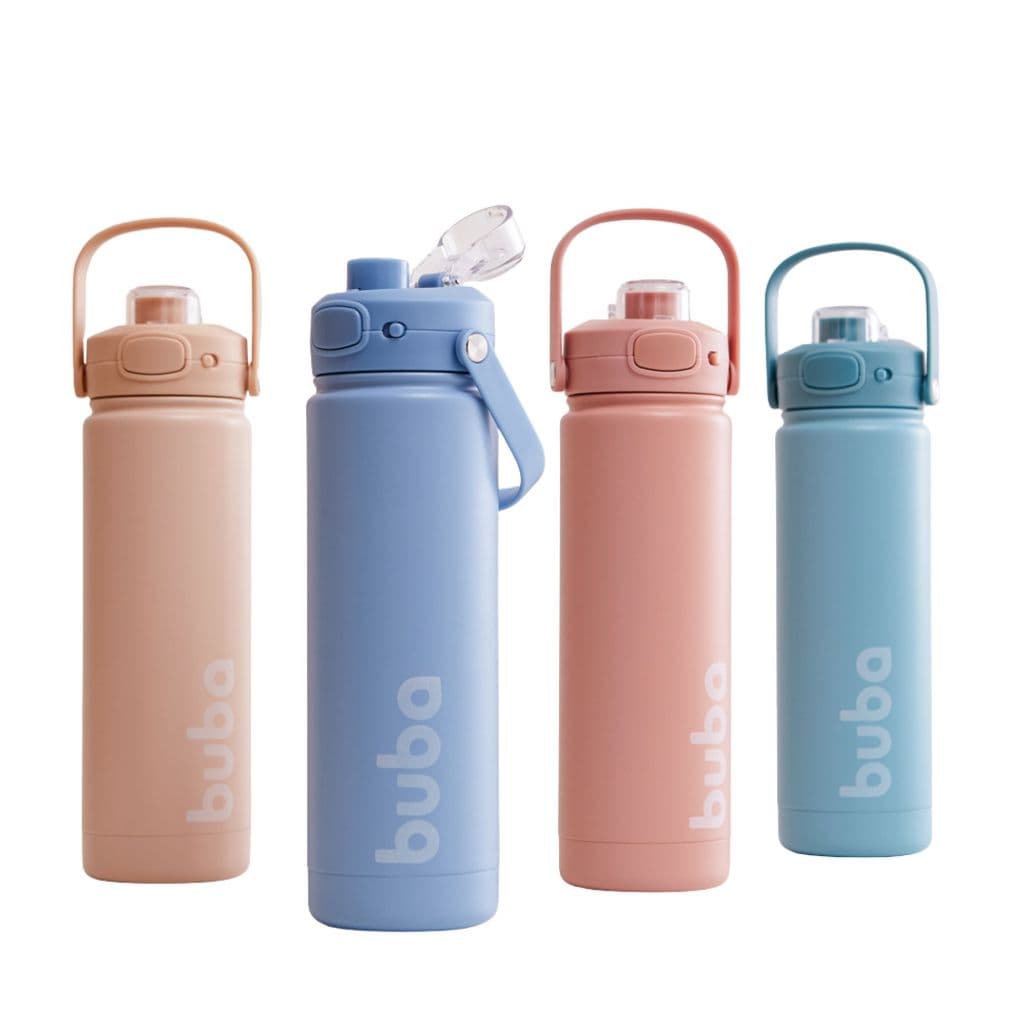 Garrafa Térmica de Água Infantil Copo Parede Dupla 600ml 26cm - Buba