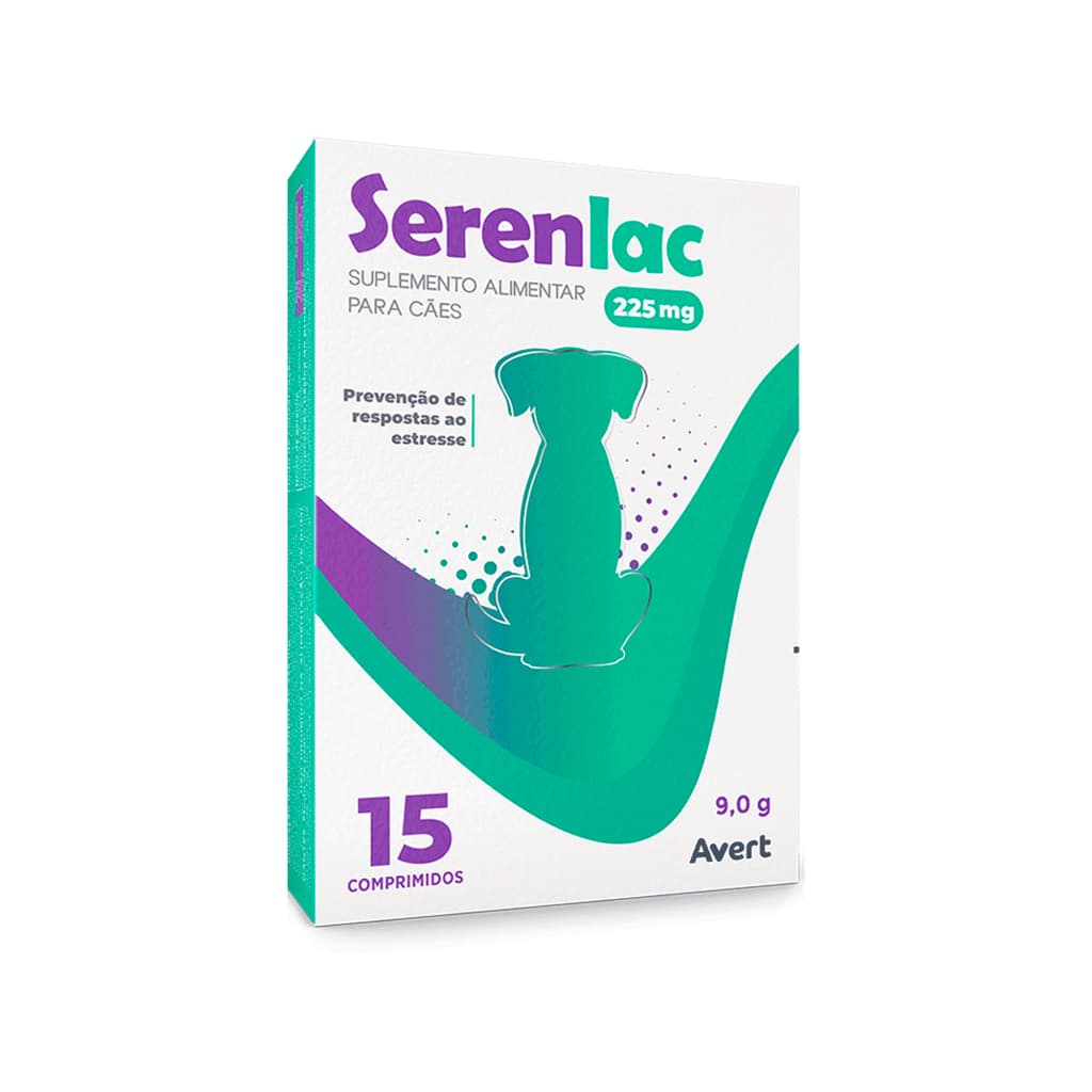 Serenlac Suplemento Pet - Cães e Gatos - 75 mg - Embalagem com 15 ou 30 Comprimidos