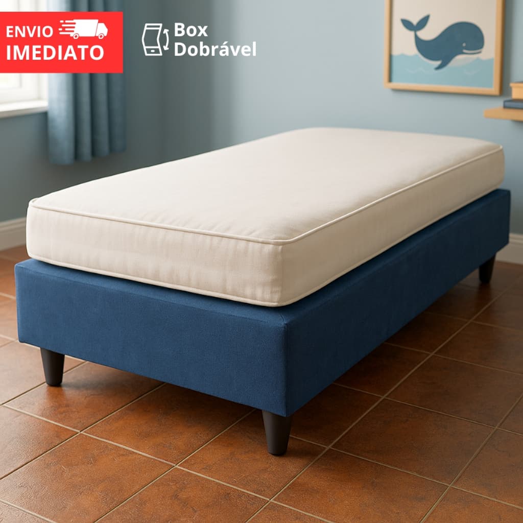 Base Box Cama Colchao Infantil Menino Menina Dobravel Demontavel 150x70 Tecido Suede Alta