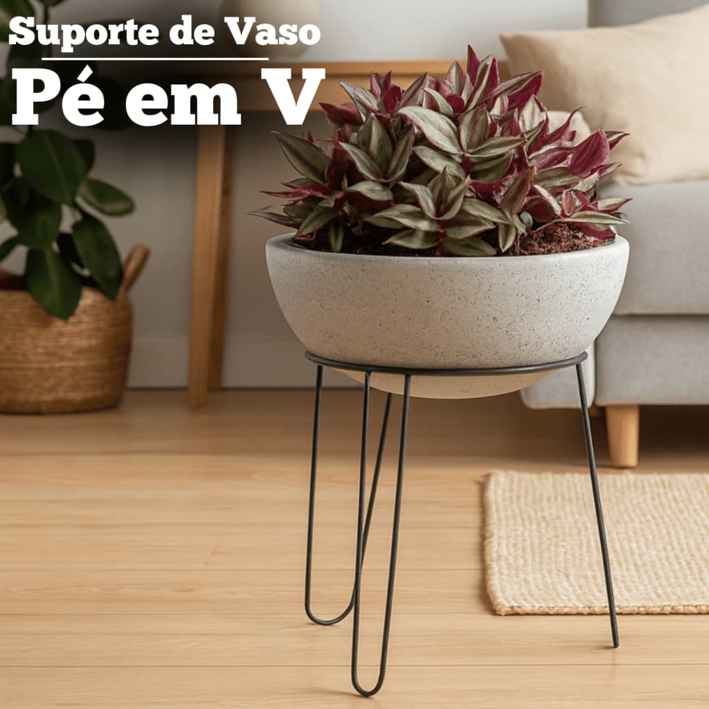 Suporte Para Vasos Vazado Embaixo Tripé Formato V Ferro Resistente Anti Ferrugem Vários Tamanhos