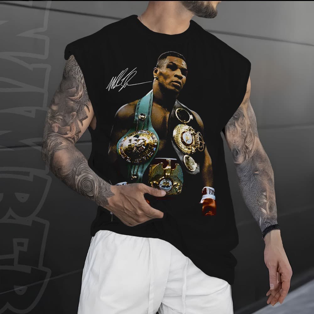 Camiseta regata machao oversized masculino mike tyson luta box academia em algodao unissex Longline