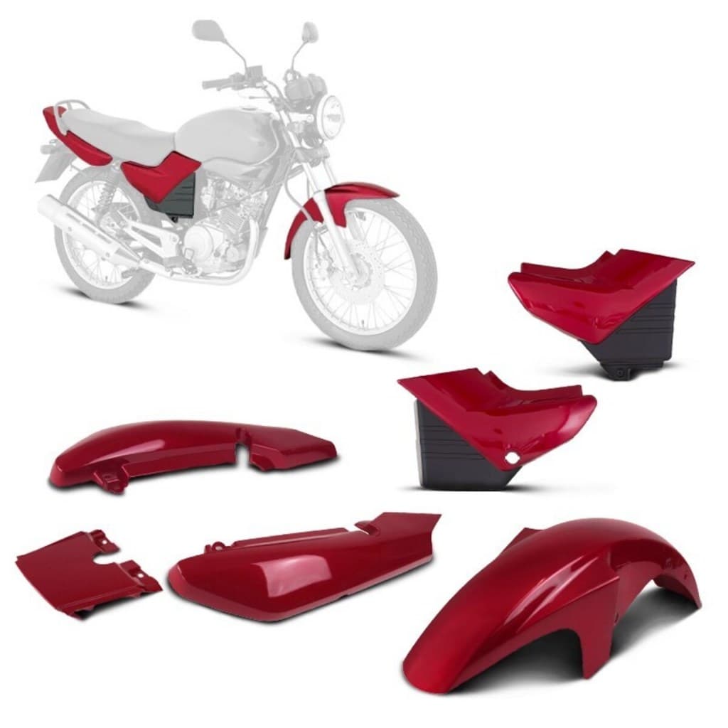 Conjunto Carenagem ProTork Ybr 125 2000 2001 2002 2003 2004 2005 2006 2007 2008 Kit 3 Peças +NFE