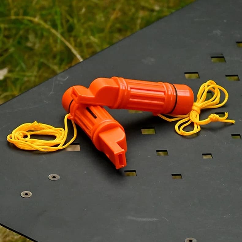 KIT 2 Apito de Emergência Sobrevivência com Bússola Camping Trilhas Pesca