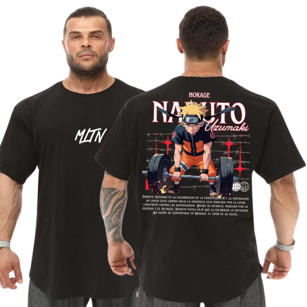 Camiseta Oversized Naruto Academia Masculina Hokage Treino Musculação Fitness Manga Larga Promoção