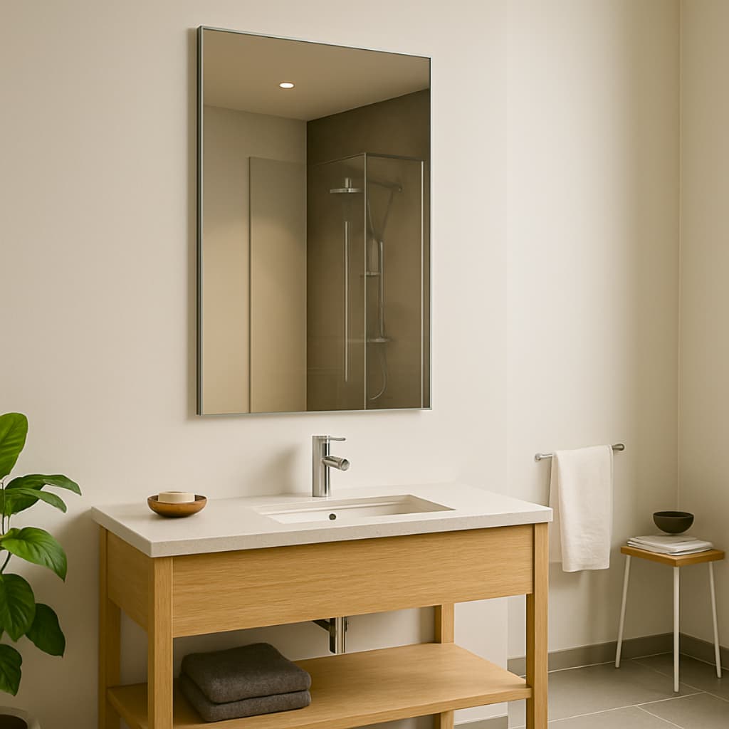 Espelho grande para banheiro com kit instalação simples banheiro lavabo comoda