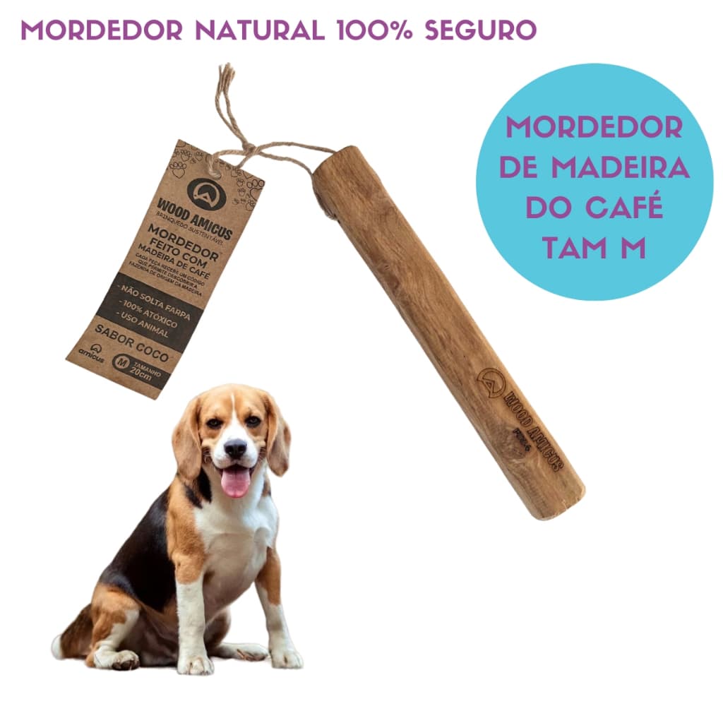 Mordedor Sustentável De Madeira De Café Wood Amicus M brinquedo para cães roer Resistente