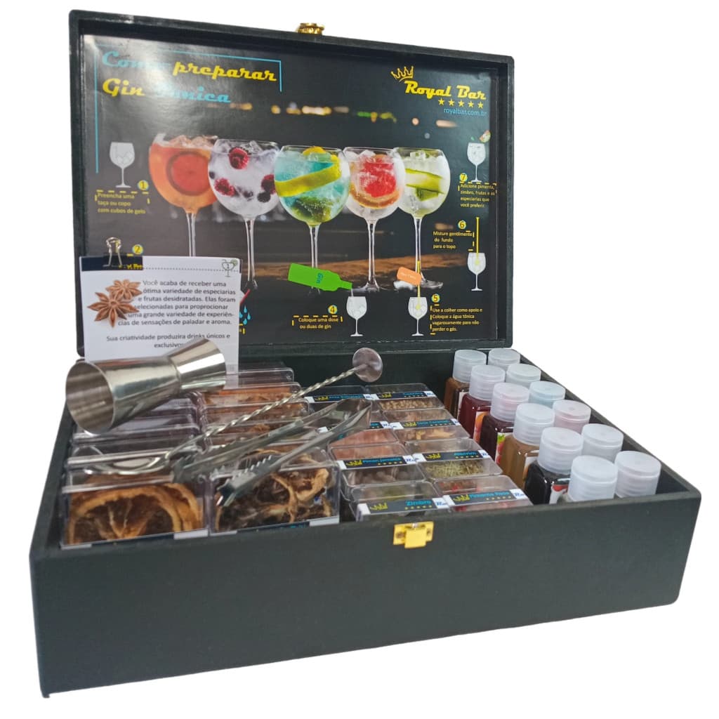 Caixa de especiarias para gin tonica Kit completo RoyalBlack