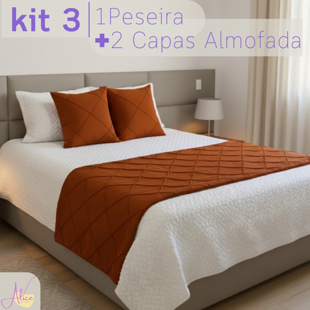 Jogo Para Cama 3 Peças Peseira + 2 Capas de almofada Casal, Queen e King Varias Cores e Tamanhos
