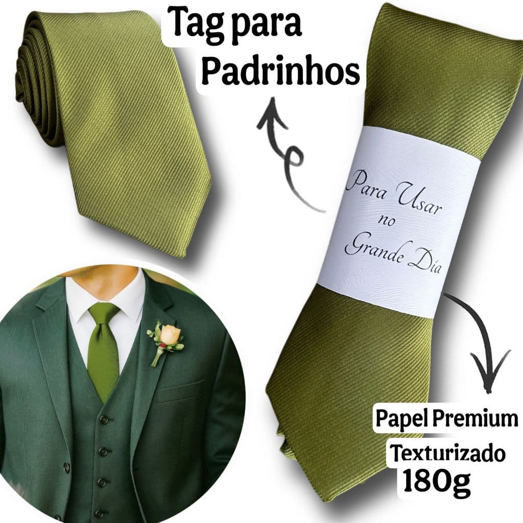 Kit 4 a 20 Gravatas Verde Oliva Claro para Padrinhos Casamento Slim