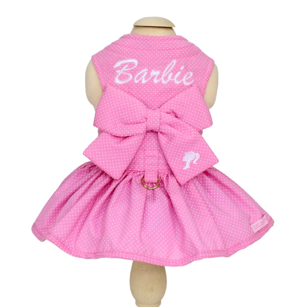 Vestido Laço e Guia Passeio Pet Pata Chic Barbie