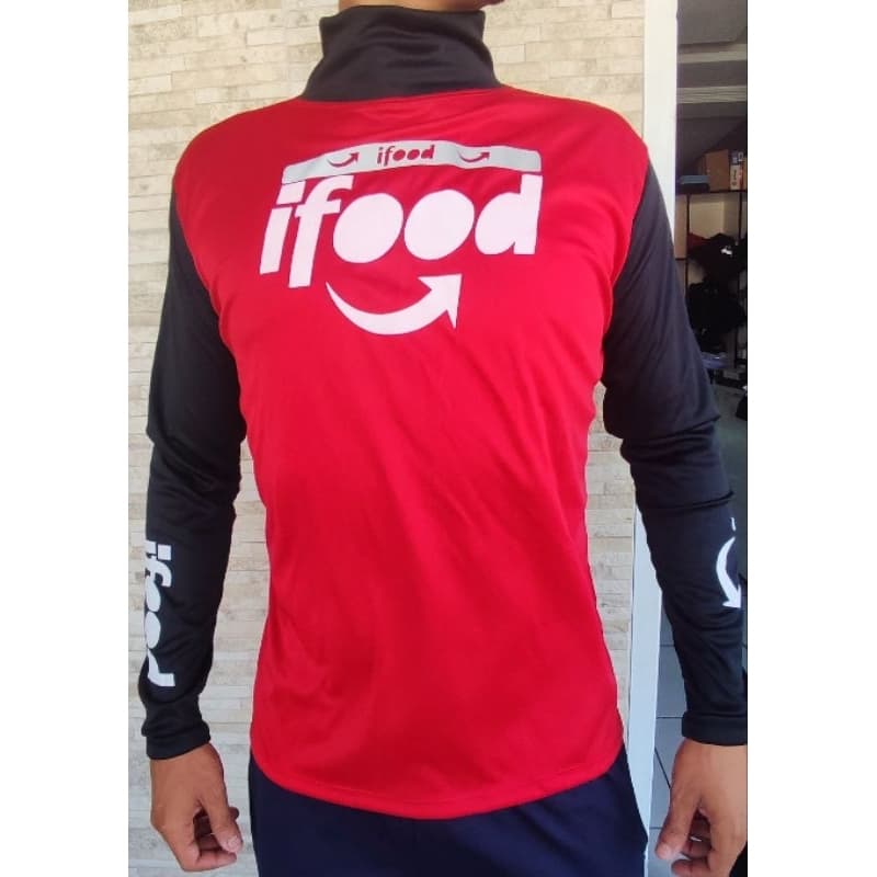 CAMISA / BLUSA IFOOD MANGA LONGA GOLA ALTA ( LONGO REFLETIVO) FRENTE E VERSO /moto