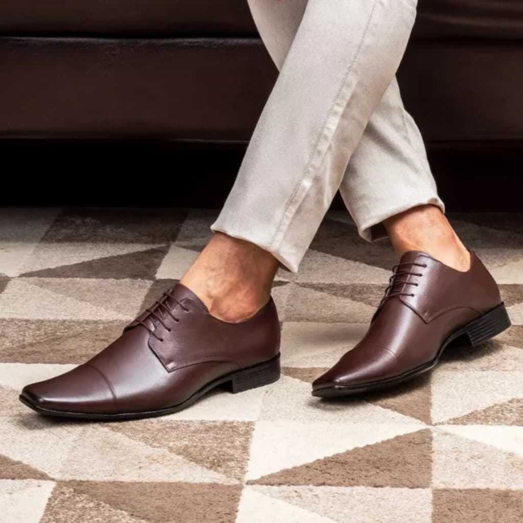 Sapato Social Masculino Clássico em Couro Legítimo Italiano Estiloso Confortável Promocional