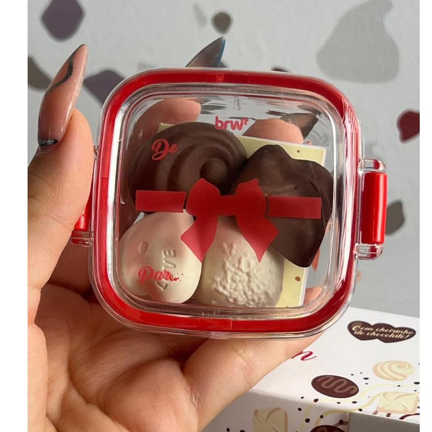 Borracha Choco Dream Com Cheiro de Chocolate Marmitinha Escolar BRW BO2110 - 4 Borrachas Dentro da Marmitinha