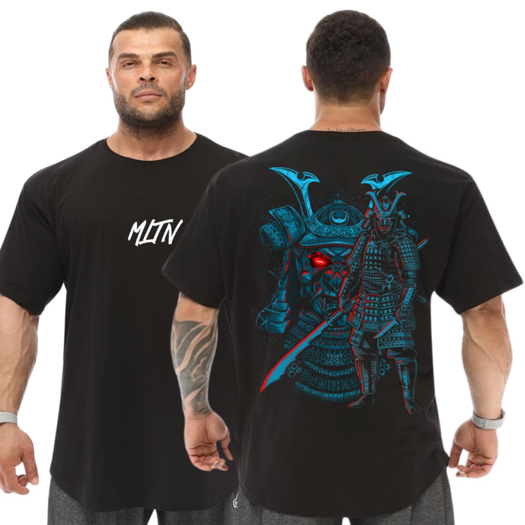 Camiseta Oversized Samurai Academia Masculina 100% Algodão Japonesa Guerreiro Streetwear