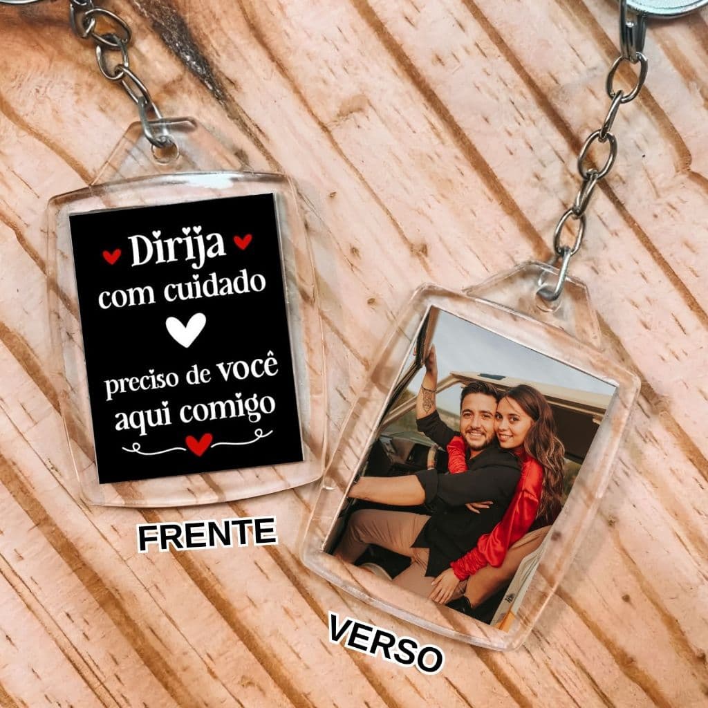 Chaveiro Dirija com cuidado personalizado com foto