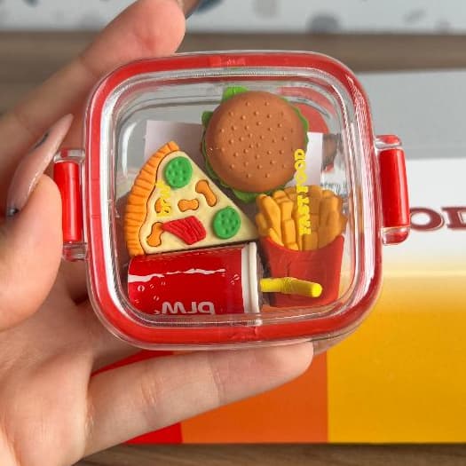 Kit 4 Mini Borrachas Fast Food Marmitinha Escolar BO0302 BRW