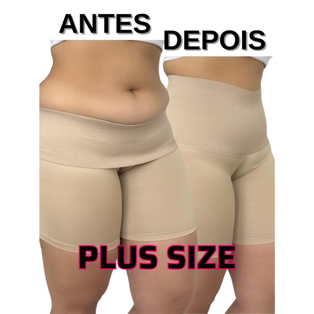 KIT 3 Short Plus Size Anágua Cinta Modeladora Feminino Segunda Pele Redutora De Medida Alta Compressão Reduz Medidas