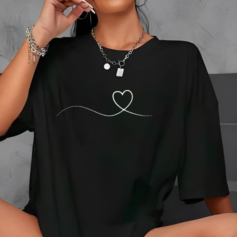 Camiseta Tshirt Oversized 100%Algodão  Feminina Gym Treino Academia Fitness Musculação coraçao onda